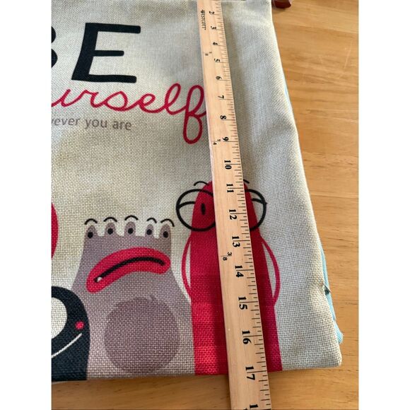 Cartoon Dog and “Be Yourself” Monster Pillow Covers 16”X16” 2 Pillow Cases - Picture 8 of 9